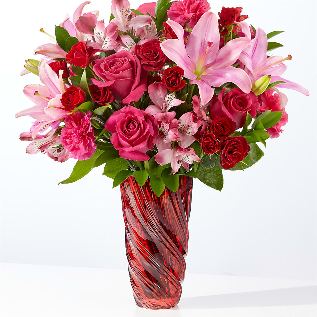In Love Bouquet with Luxe Swirl Vase – BRAD'S FLORIST, Paris IL