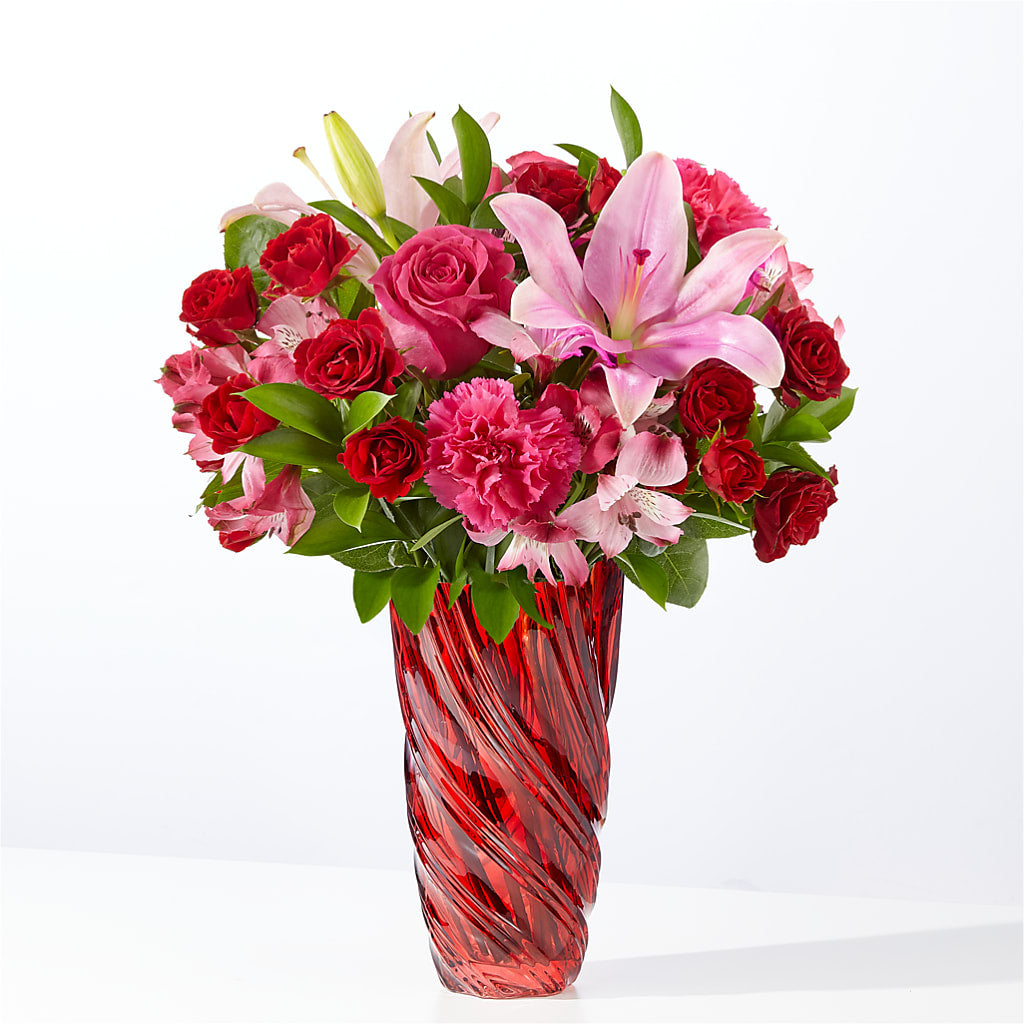 In Love Bouquet with Luxe Swirl Vase – BRAD'S FLORIST, Paris IL