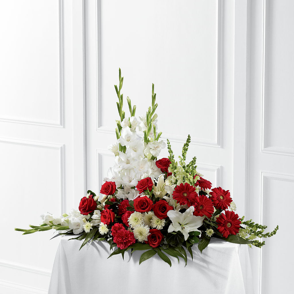 Crimson & White Arrangement – BRAD'S FLORIST, Paris IL
