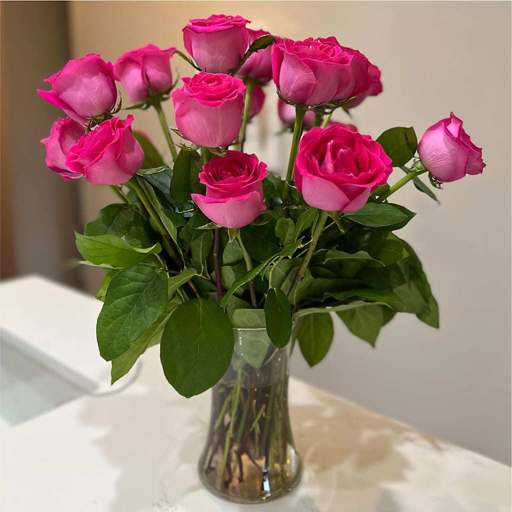 Long Stem Pink Rose Bouquet – BRAD'S FLORIST, Paris IL