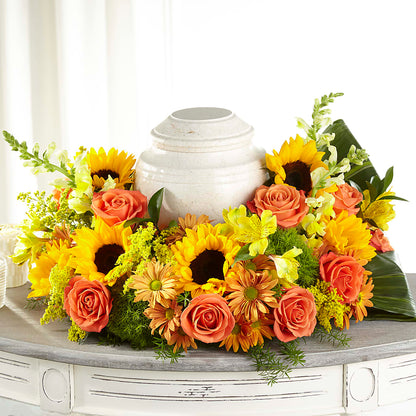 Faithful Sunflower Cremation Adornment – BRAD'S FLORIST, Paris IL