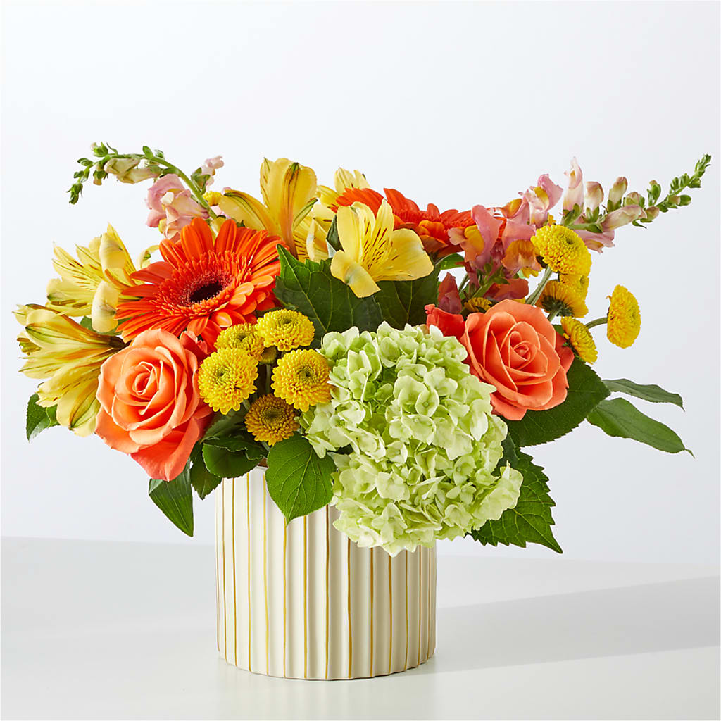 Autumn Sunshine Bouquet with Ivory Vase – BRAD'S FLORIST, Paris IL