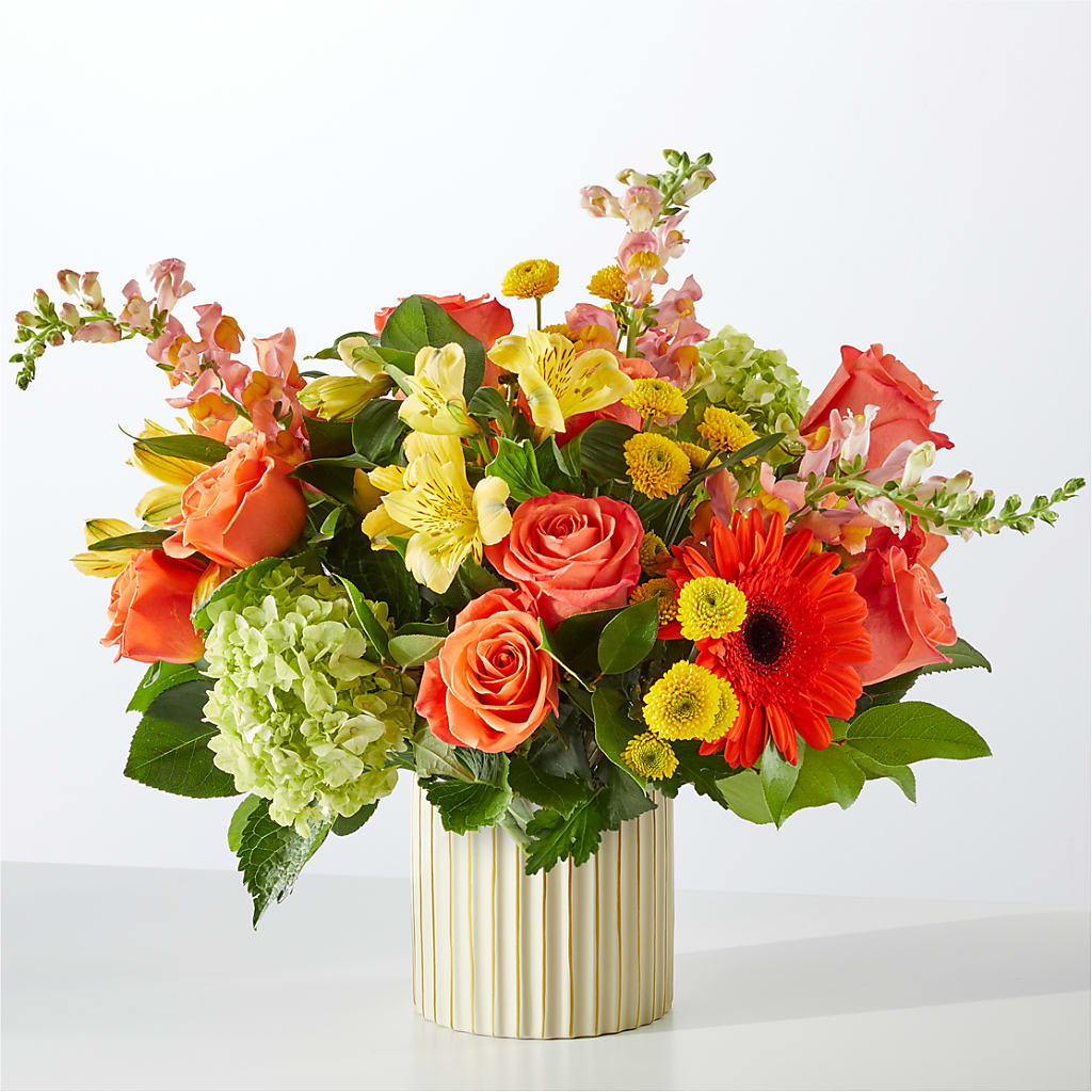 Autumn Sunshine Bouquet with Ivory Vase – BRAD'S FLORIST, Paris IL