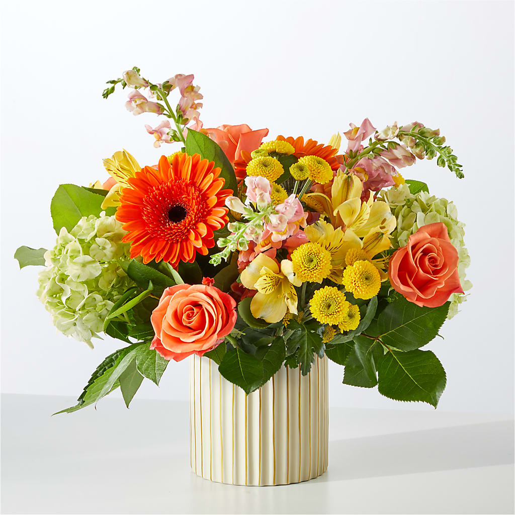 Autumn Sunshine Bouquet with Ivory Vase – BRAD'S FLORIST, Paris IL