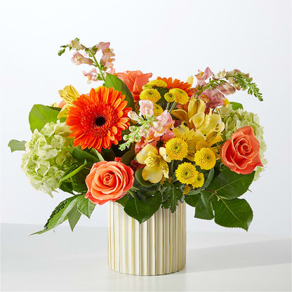 Autumn Sunshine Bouquet with Ivory Vase – BRAD'S FLORIST, Paris IL